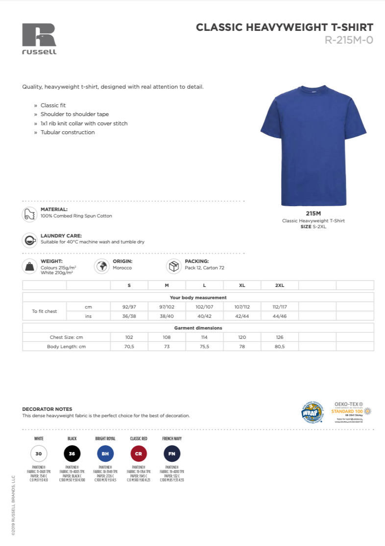 Russell classic heavyweight t-shirt